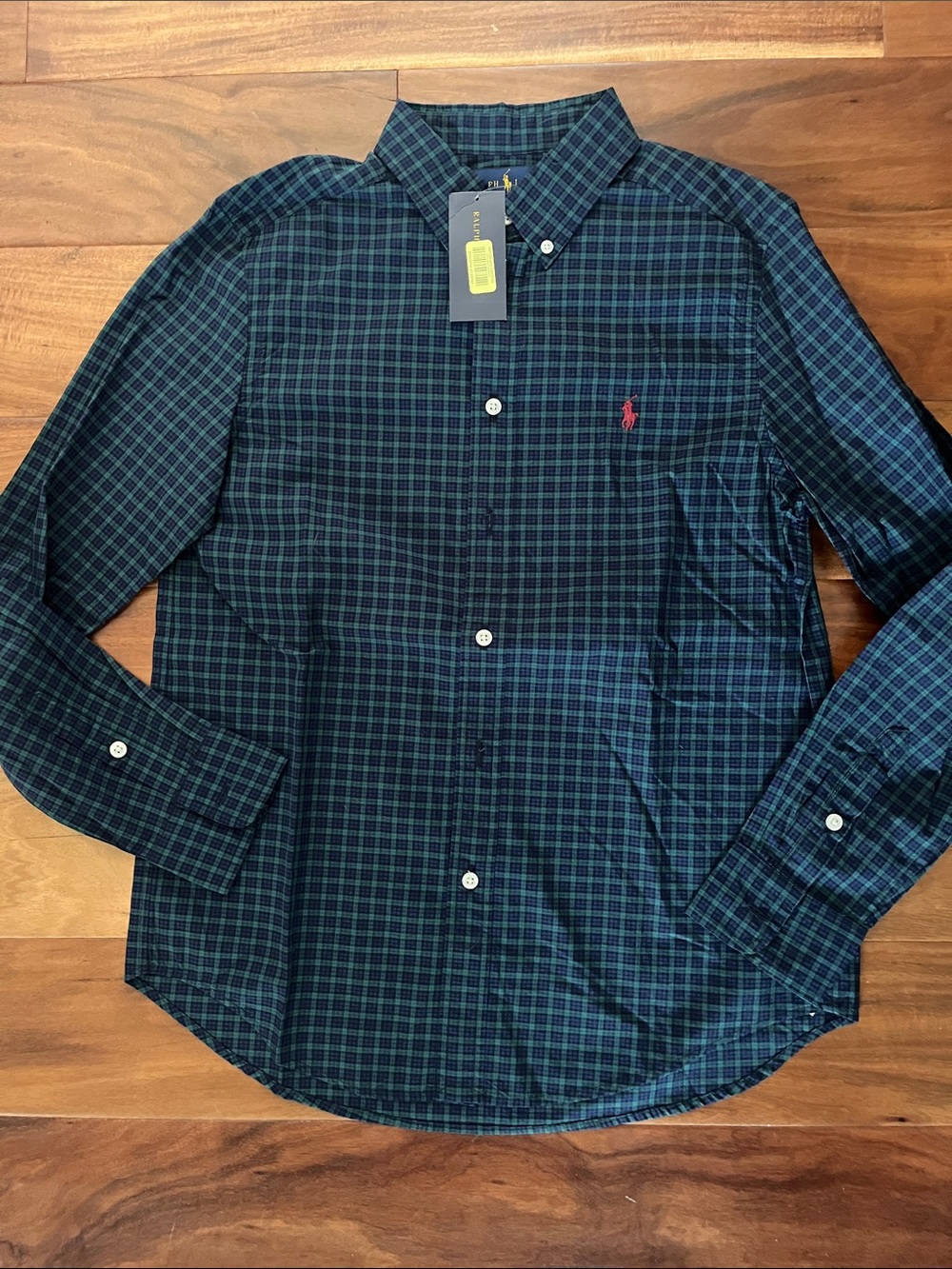 Polo by Ralph Lauren Navy & Green Plaid Button-Down Shirt boys 14-16